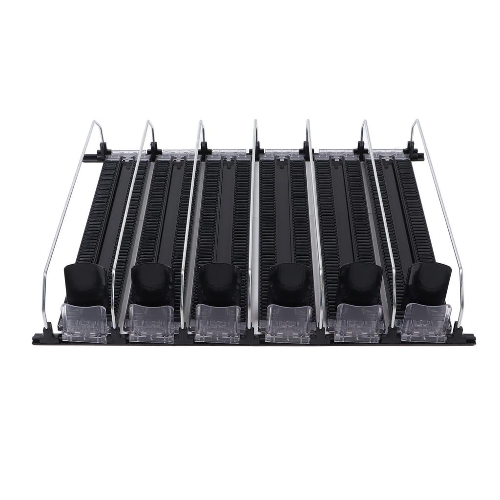 Self Pushing Drink Holder 6 Rows Adjustable Width Spring Loaded Easy Slide Large Capacity 15in Fridge Drink Dispenser