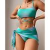 Tie-dye bikini swimsuit women's three-piece mesh skirt split bikini swimsuit