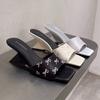 Bow Wedge Sandals Satin Surface 2025 Summer New Square Head New Chinese Embroidery Open-toed High-heeled Sandals Women