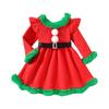 Mädchen Weihnachtsfeier Faux Patchwork Kleid Kostüm