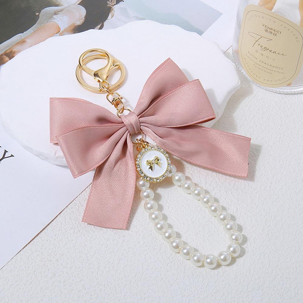Large Bowknot Bowknot Key Chain Multi-color Pearl Bow Hanging Ornament Heart Shape White Bowknot Charm Keychain Gift Giving