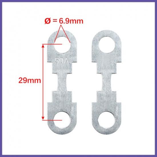 4pcs 50A Flat Fuse Strip Metal Silver Tone for Auto Automotive DC 32V Universal