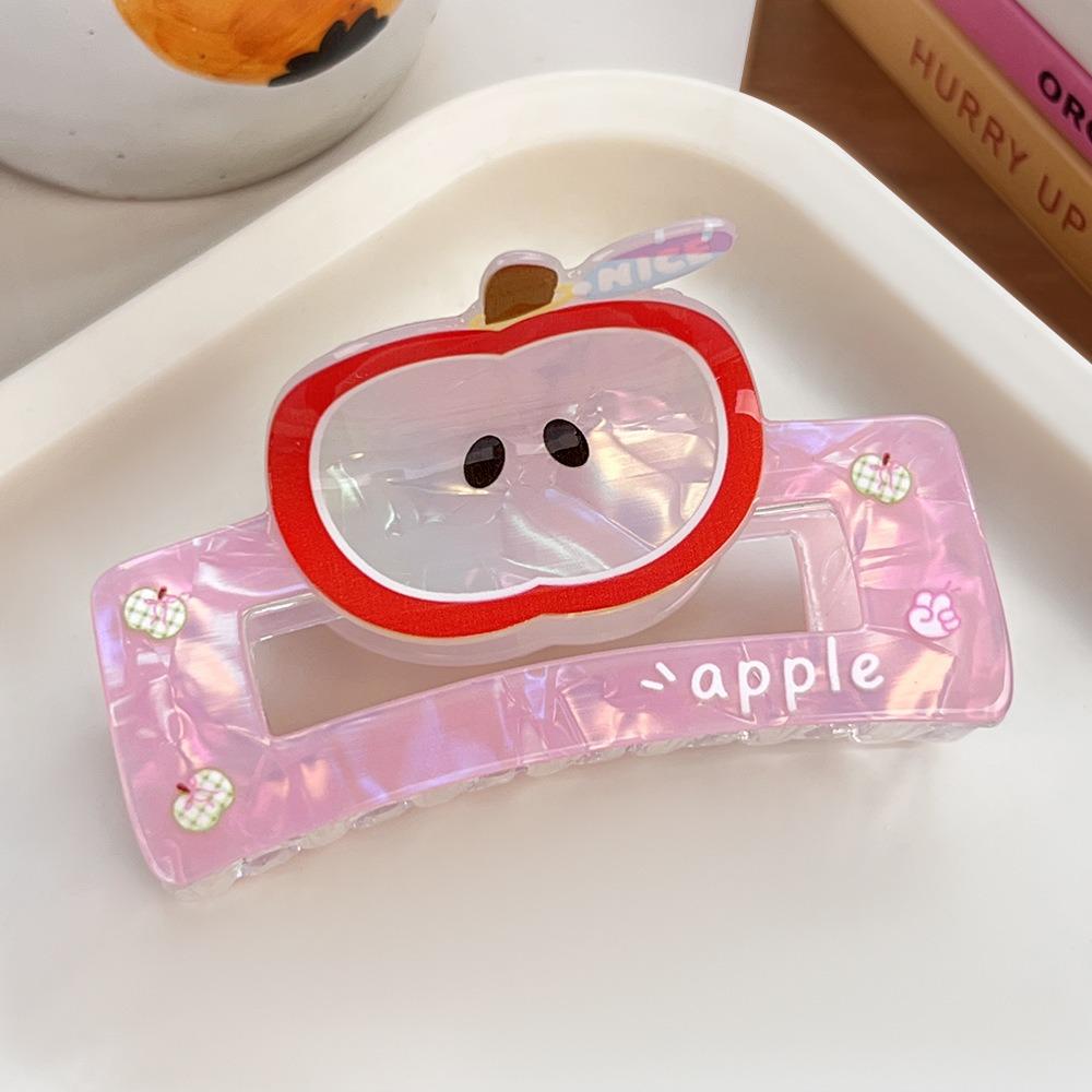 Cute Fruit Acetate Claw Clip Sweet Ponytail Shark Clip Lovely Strawberry Shark Clip  Girls