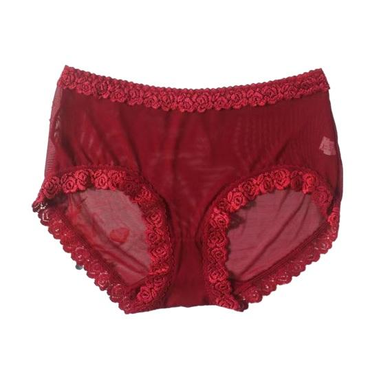 Sexiga Underkläder för Kvinnor Mellanhöga Genomskinliga Nät Trosor Damer Sömlösa Blommiga Spetskantade Trosor