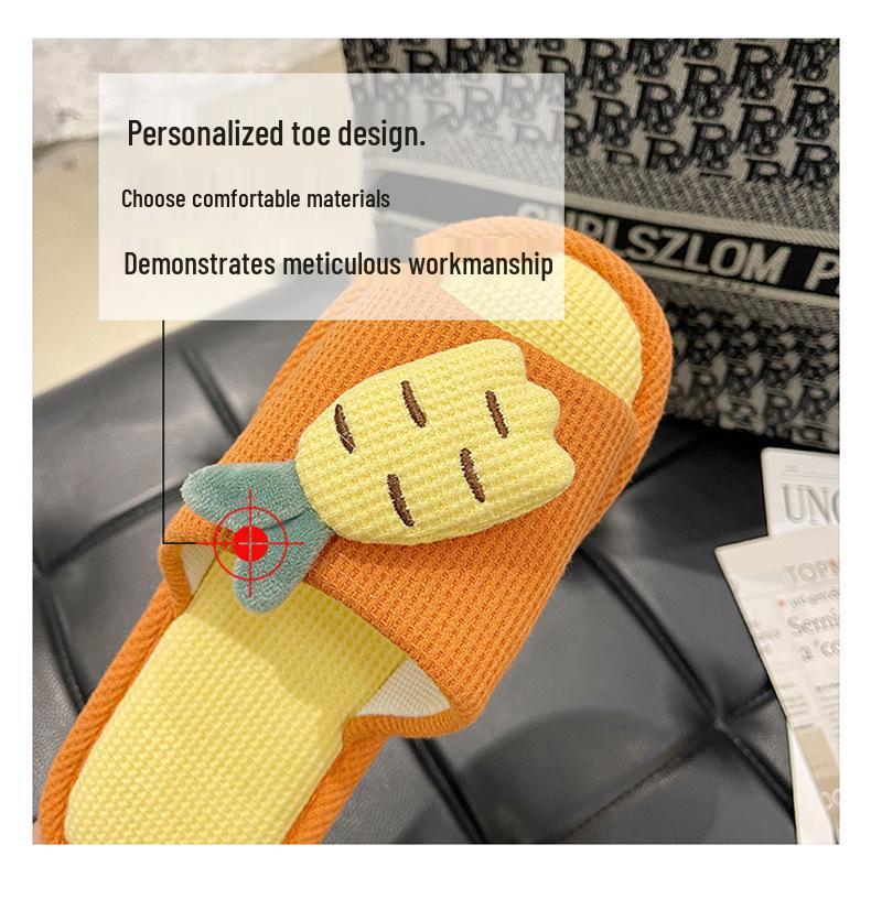 Cute Cotton Linen Slippers for Women - Silent Indoor Home Footwear for Spring and Autumn