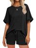 2026 Summer Hot Selling Casual Batwing Sleeve T-shirt & Drawstring Shorts Set