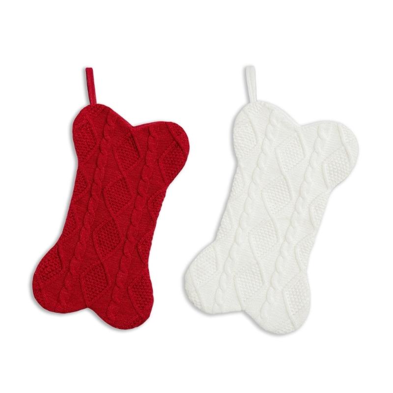 Christmas Tree Pendant Large Bone Shaped Knitted Sock for Festives Home Decoration Personalized Hanging Ornament