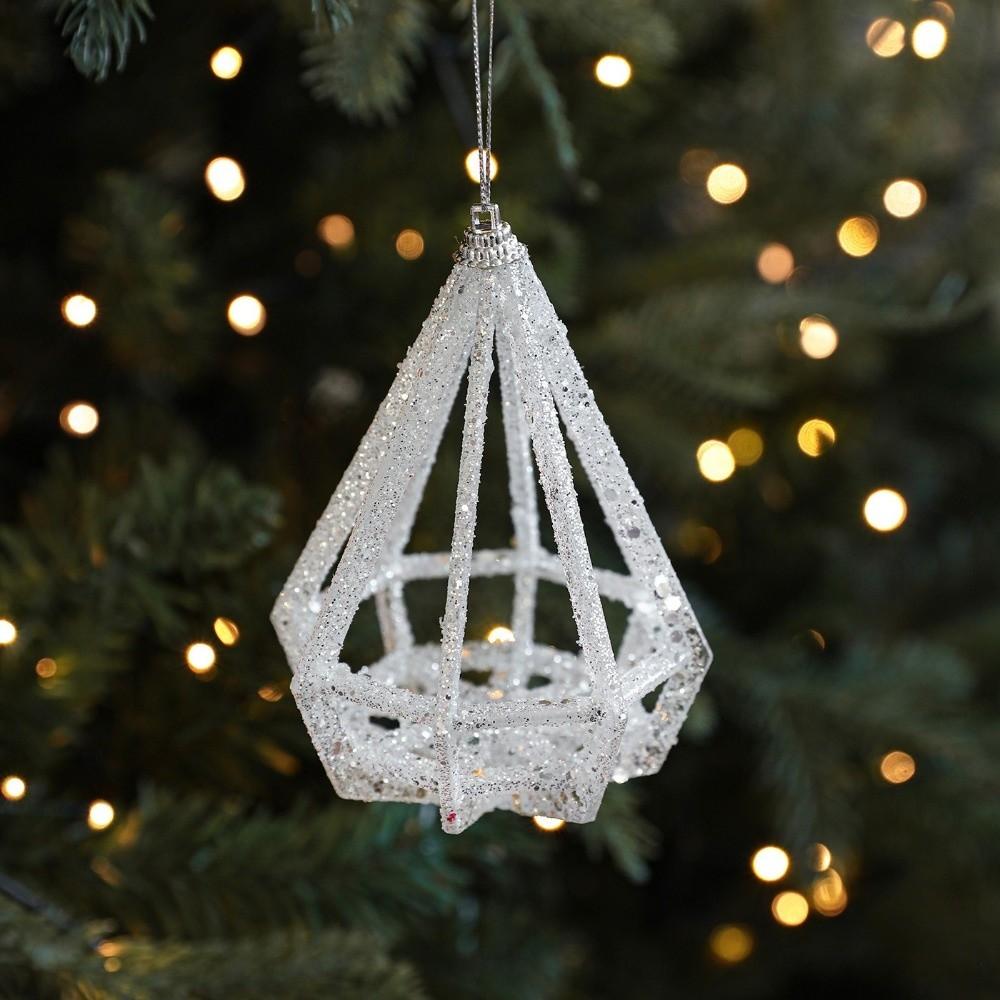 Dekorativer Glitzer-Weihnachtsbaum-Anhänger 3D-Simulation Schneeflocke Hängender Anhänger Kunststoff-Weihnachtsbaum-Anhänger Party-Dekoration