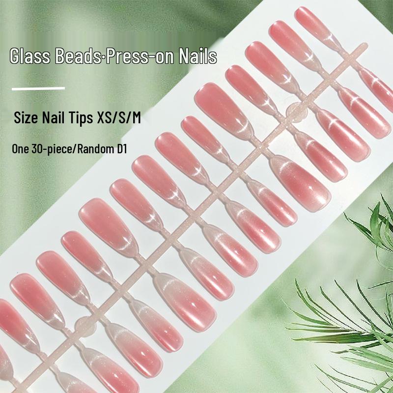 

Ice Transparent Cat Eye Glass Bead Nails - High-End Crystal Blush Sweet Set [30 Pieces]