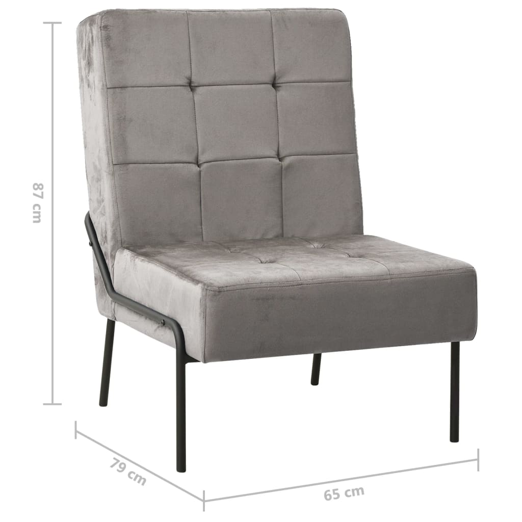 Vidaxl Fotel, 65X79X87 Cm, Jasnoszary, Obity Aksamitem