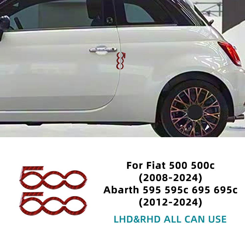 For Abarth 595 695 595C 695C 2012-2024 /For Fiat 500 500C 2008-2024 Real Soft Carbon Fiber Sticker Car Door Decor Interior Trim