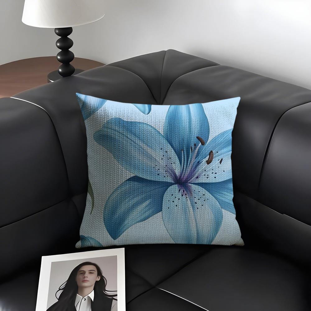 Lily Luxury Cushion Cover Natural Linen Organic Fabric Double-Sided Printing Sofa Home Decor Gift Pillow Case