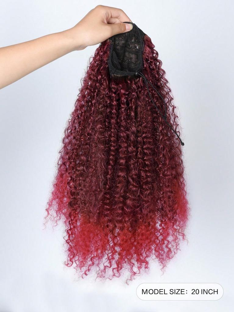 Synthetische Perücken, 50,8 cm langer Pferdeschwanz mit Kordelzug, tief gelockt, hitzebeständig, Pferdeschwanzverlängerung im Afro-Stil, verworrene lockige Haarteile für Frauen