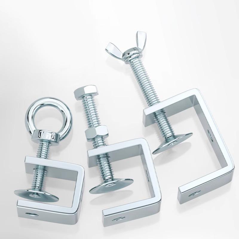 Carbon Steel C-Clamp Steel Pipe Square Clamp Corrosion-Resistant Rust-Proof Adjustable Fixed Holder Clip Hardware Fasteners