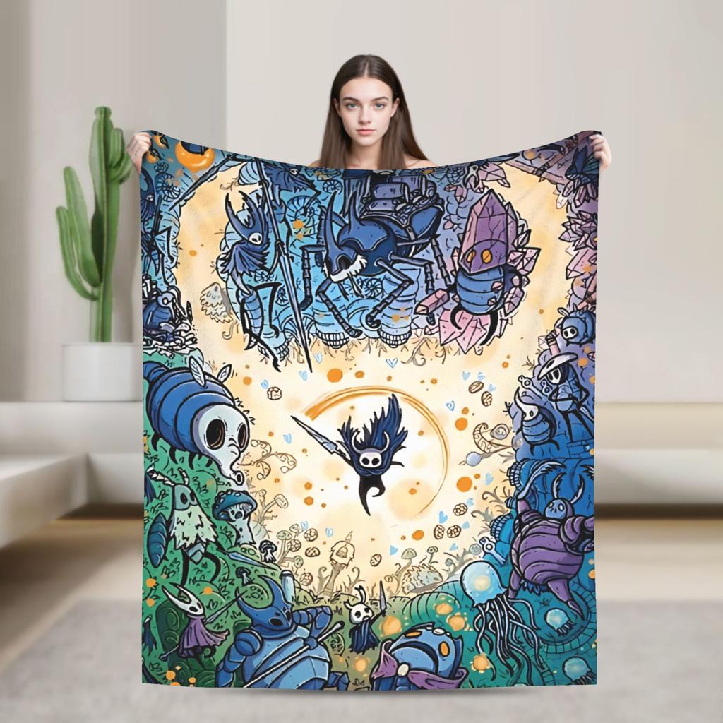 Hollow Knight Game Warm Soft Blankets Travel Plush Throw Blanket Street Trend Living Room Flannel Bedspread Sofa Bed Cover