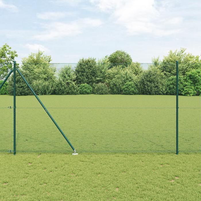 VidaXL Clôture en fil soudé avec 7 piquets en spike Vert 1,5x10 m Acier 3352058