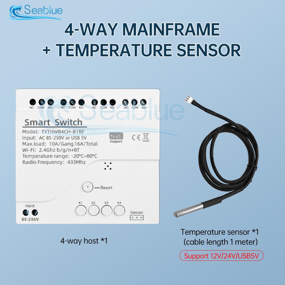 10A/16A Tuya Smart Wifi Switch DIY Module 4-Way Control 433MHz Wireless Switch Temperature Humidity Sensor With Alexa Google