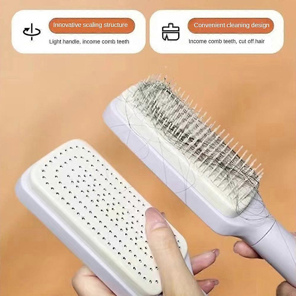 X Hairbrush, One Key Cleaning Scalp Massage Comb, Women Anti Static-Hairbrush