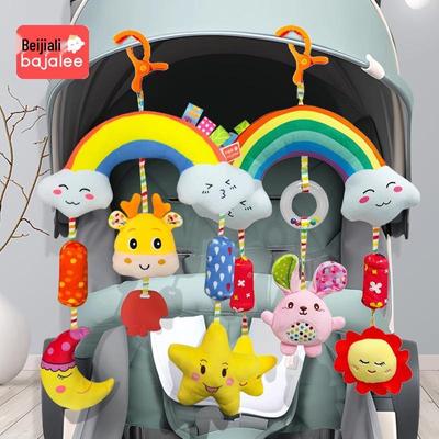 Colorful Plush Baby Stroller Rattle & Soothing Toy, 0-1 Year, Car Mobile Hanging Ornament