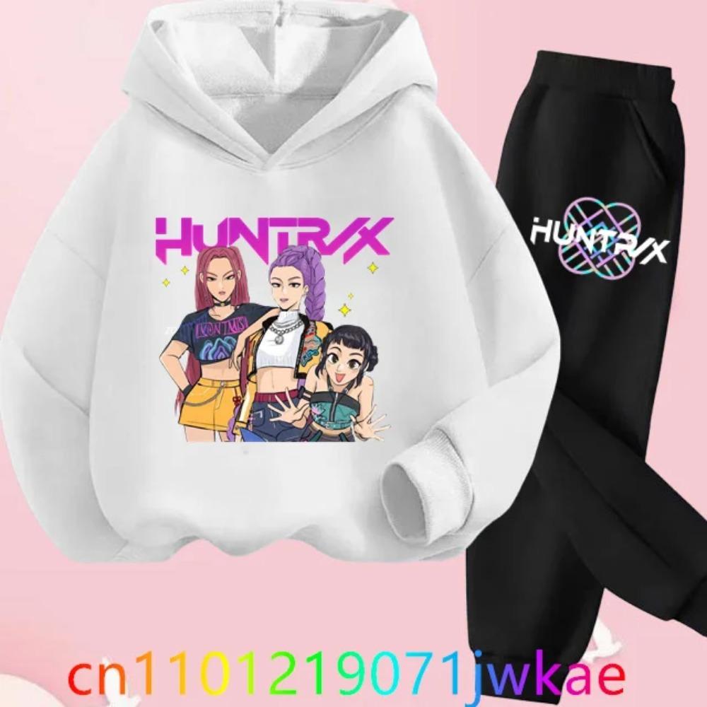 Movie New Kid K-Pop Demon Hunters Hooded Suit Toddler Girl Clothes KPop Demon Hunters Hoodie Set Girls Fashion Casual Sweatshirt