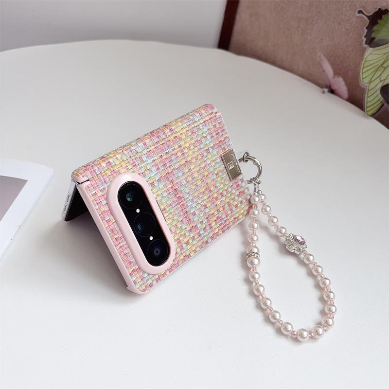 Huawei PuraxMax French-Style Foldable Phone Case with Double Middle Axis and Woven Texture