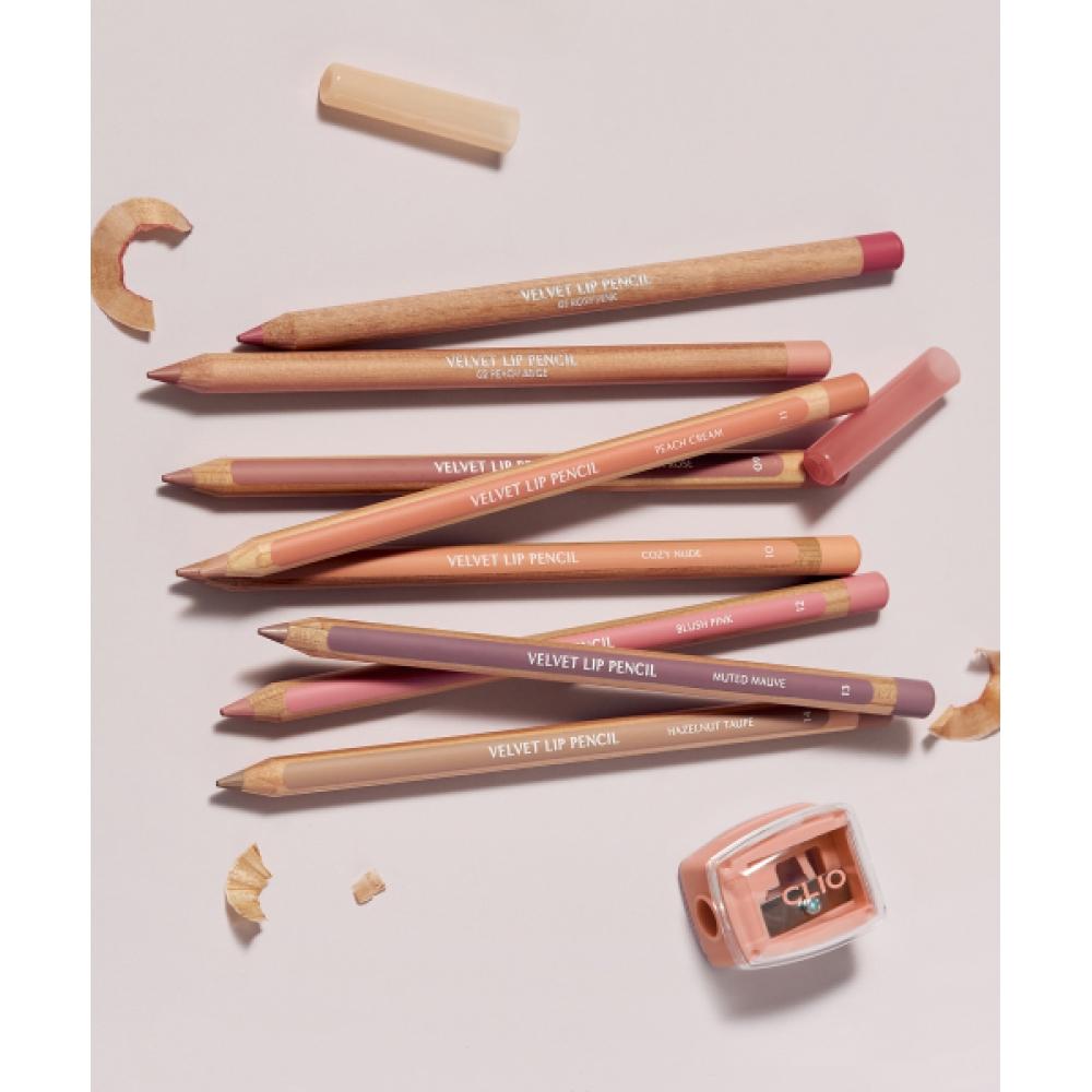 Clio Velvet Lip Pencil Set  Main Item + Sharpener  1.2g