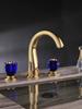 Luxury New Basin Faucets Brass Gold Bathroom Faucet Crystal Handle Sink Faucets 3 Hole Hot And Cold Sink Faucet Water Tap