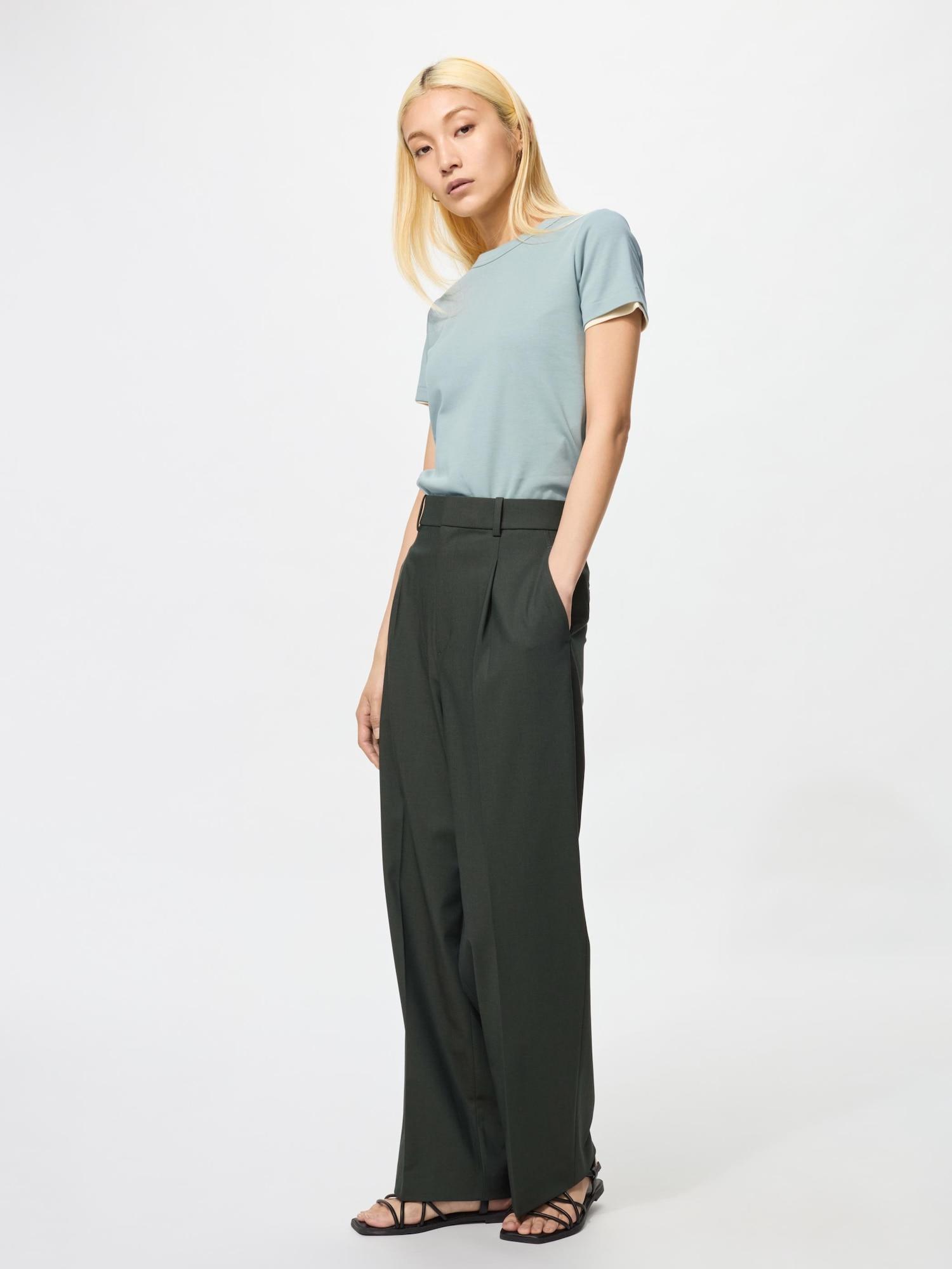 

Uniqlo Japan Tuck Wide Pants One Tuck Стандартная длина 69 71 см 58 DARK GREEN/M