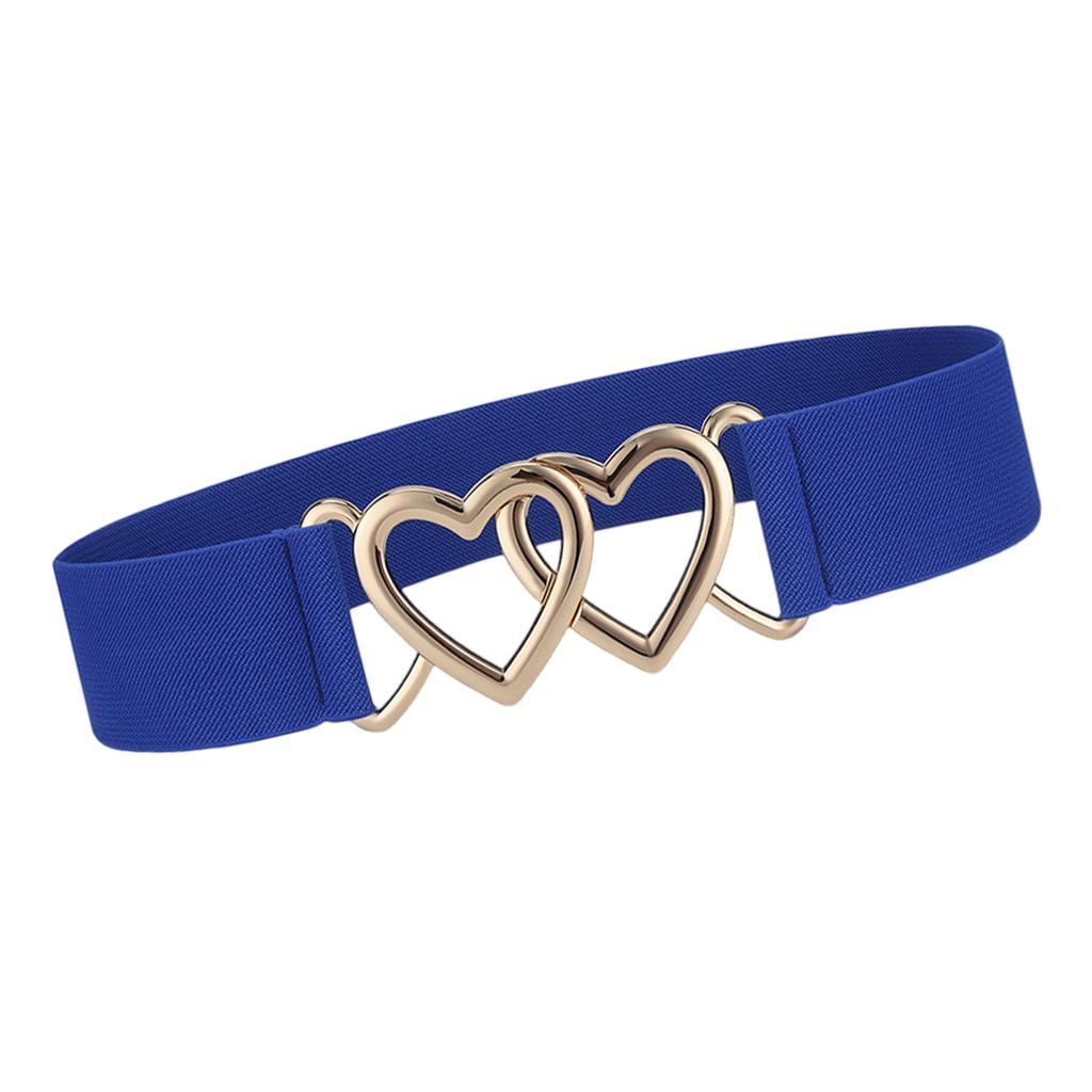 Simple Double Heart Buckles Waist Cincher Elastic Waistband Breathable Fabric Corset Belt For Women Fashion Accessories