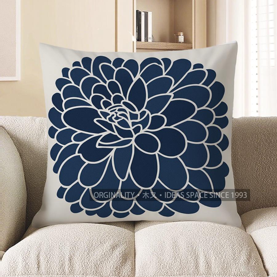 Home Decor Stylish Blue And White Floral Pattern Pillow Pattern Cushion Cover Suitable For Sofa Bedroom Car Pillow Cover