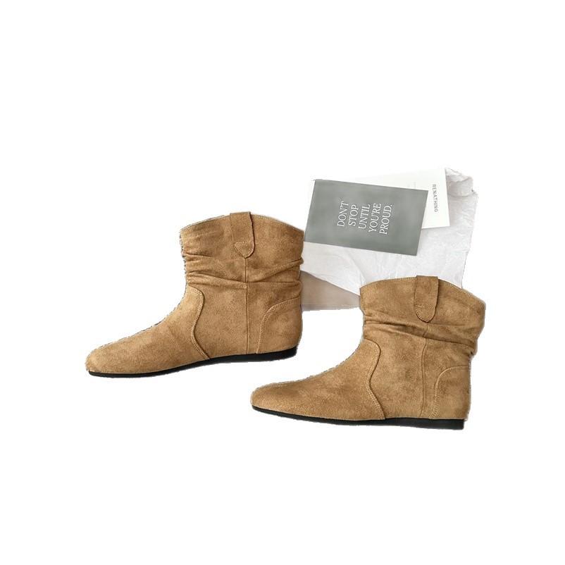 Women's Shoes 2025 Autumn and Winter European Station Retro Sleeve Stacking Boots Round Head Matte Short Boots