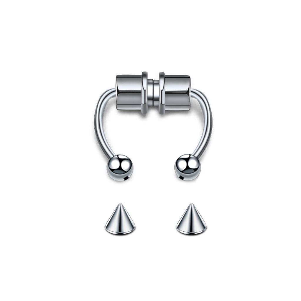 LAURITAMI Neus Manchet Ring - Faux Septum Niet Doorboord, Nep Ketting Clip Op Piercing Sieraden, Roestvrij Staal, Diamant
