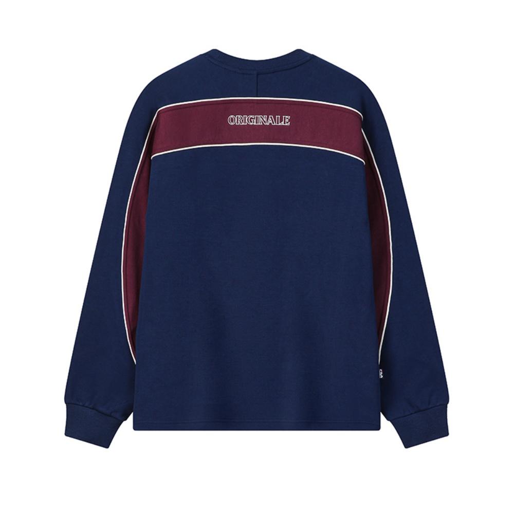 FILA Original Fashion Trend Classic Retro Sports Casual Comfortable Soft Crew Neck Pullover Loose Sweatshirt Men sweatshirt Dark-Blue F11M619222FNV