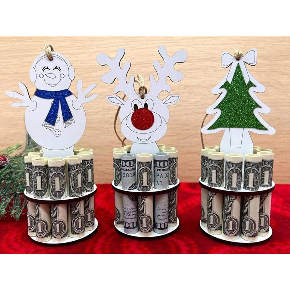 

Уникальный рождественский держатель для денег, 3 стиля, двухслойные держатели для денег с 12 отверстиями для размещения денег, деревянная рождественская елка, олень