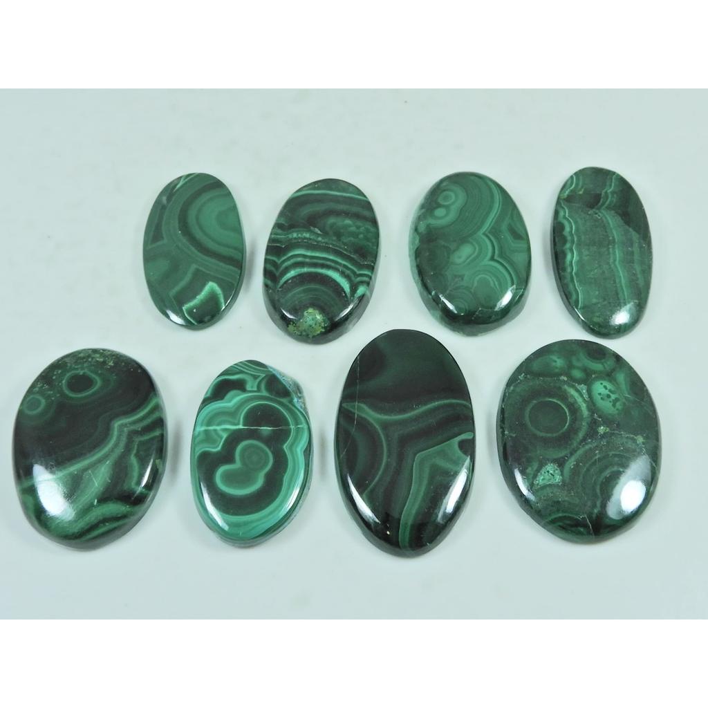250Cts. Green Malachite Oval Cabochon Loose Natural Gemstone 08 Pcs Lot C-3086