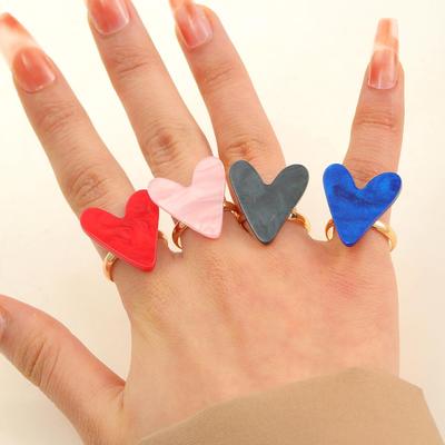Modă Creativitate Rășină Simplu Roșu Inimă Mare Inel
