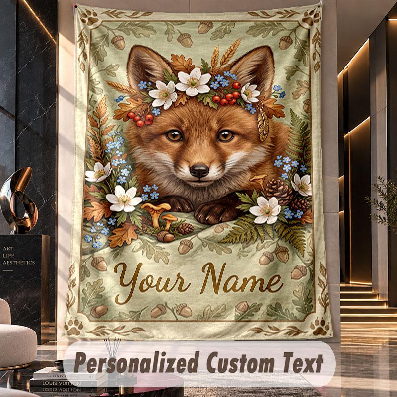 Wolf Fox (234) Theme Custom Tapestry Personalized Custom Name Text Wall Hanging Tapestry Home Decor Background Cloth