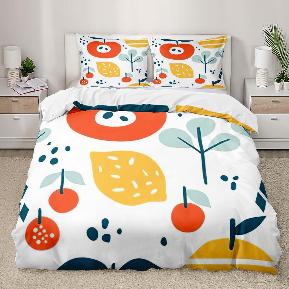 Watermelon Duvet Cover Set Fresh Fruit Pink Green Style Comforter Cover for Kids Girls Women Polyester Bedding Set King Size
