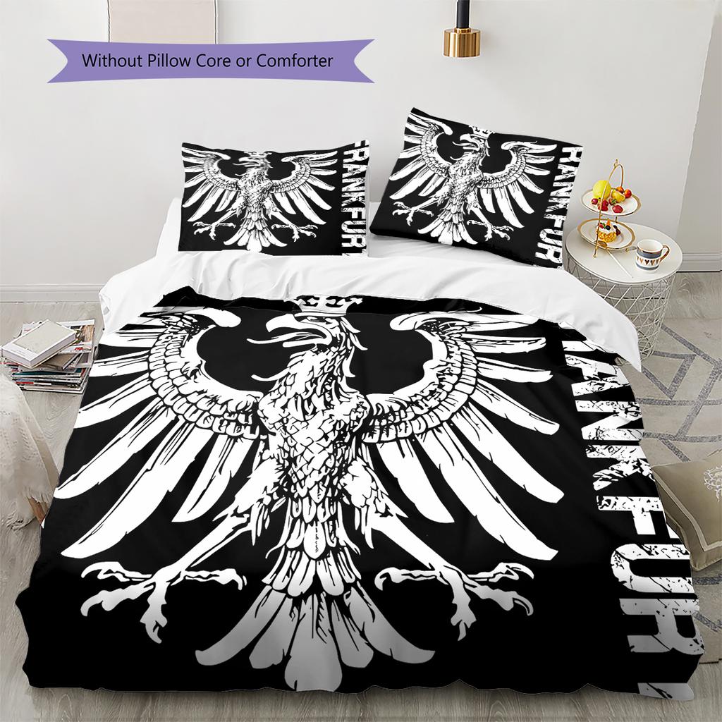 Frankfurt Football Pattern Bedding,Quilt Set Quilt Cover Pillowcase Home Birthday Gift (1 * Duvet Cover + 2 * Pillowcase, Without Core)