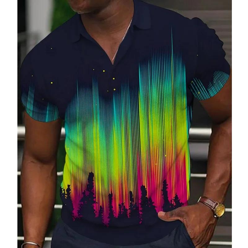 Neues Herren-Polohemd 3D Regenbogen LBG Bedruckt Herrenbekleidung Sommer Lässig Kurzärmelig Locker Übergroßes Hemd Street Fashion Oberteile