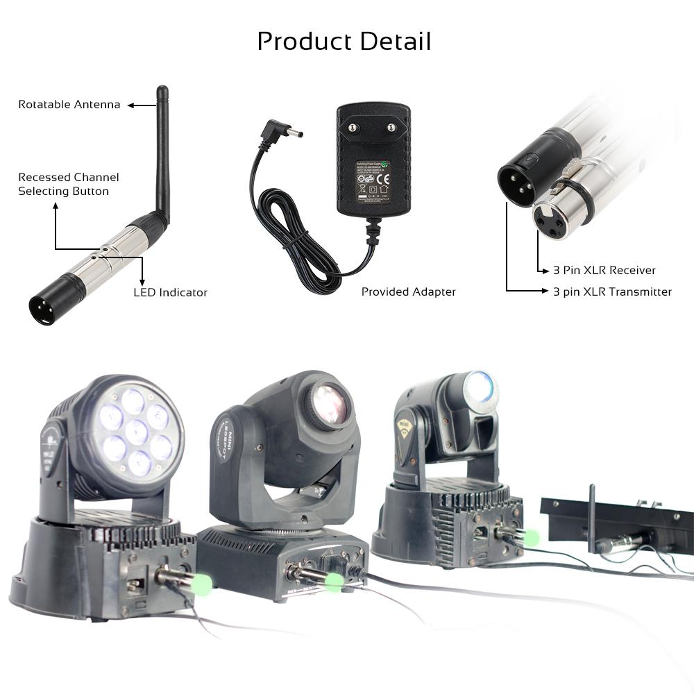 DMX512 4PCS Transmitter Receiver Kit Portable 2.4G ISM Wireless for Party DJ Show Club Disco KTV Stage Light Lighting Fixture