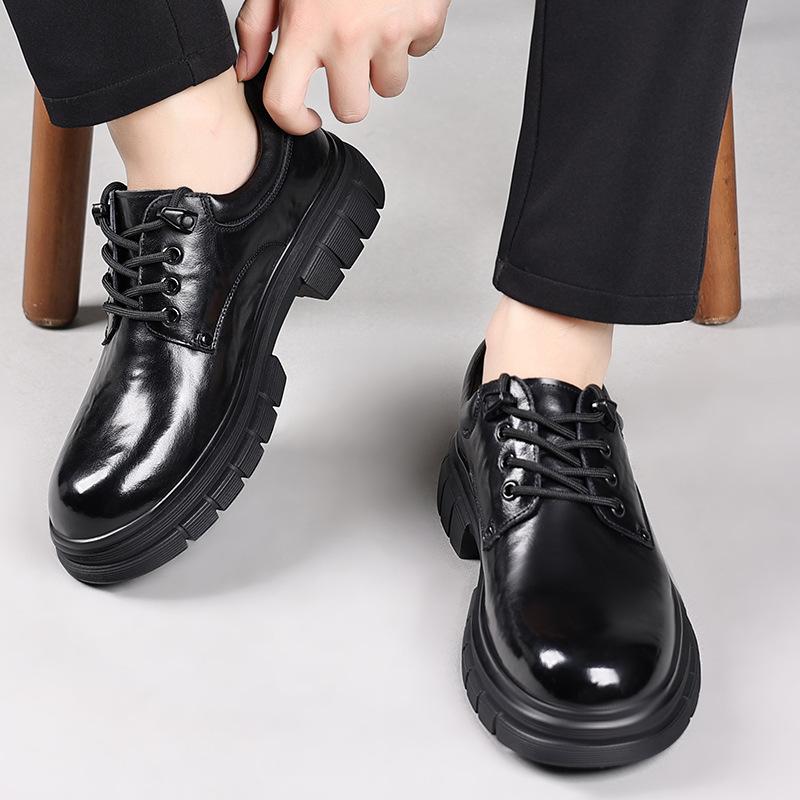 Autumn New Hand-scratched Men's Shoes First Layer Cowhide Big Head Martin Shoes Platform Business Casual Leather Shoes Men's High-end