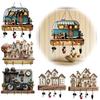Décor de camping-car rustique pour l'entrée Porte-clés en bois Support vintage motif camping avec 4 crochets Créatif Porte-manteau Entrée 2D Support mural style ferme