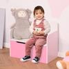 Storage Bench with Backrest in Wood for Children from 3-6 Years, 60x30x50 cm, Pink