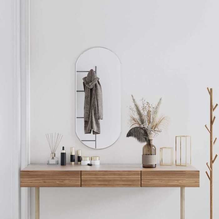 VidaXL Wall Mirror Makeup Mirror Vanity Cosmetic Bathroom Decoration Toilet Living Room Interior Silver 348193