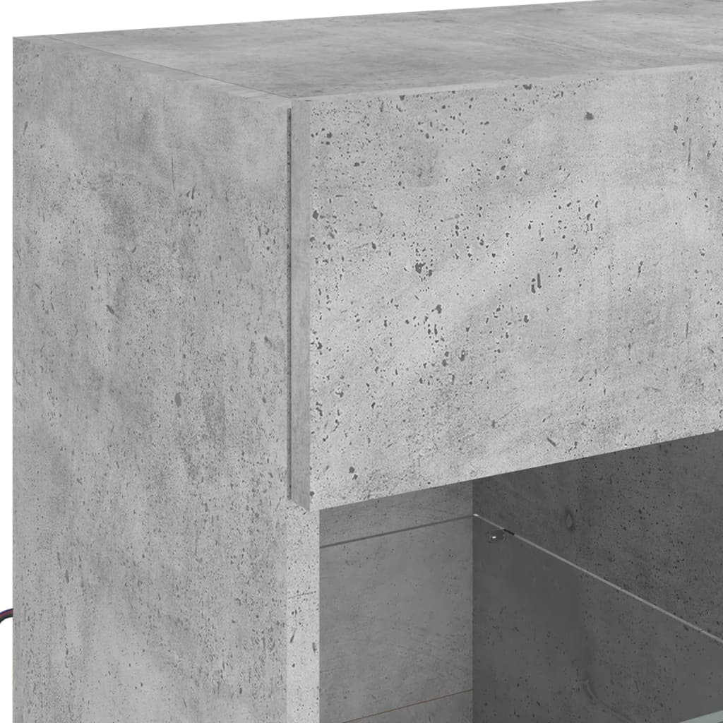 Wall Mounted TV Cabinet with LED Lights Concrete Grey 58.5 X 30 X 60.5 Cm