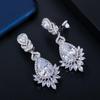 CMM Cubic Zirconia Silver Color Pear Shape Non Pierced Hole Clip On Earrings for Brides