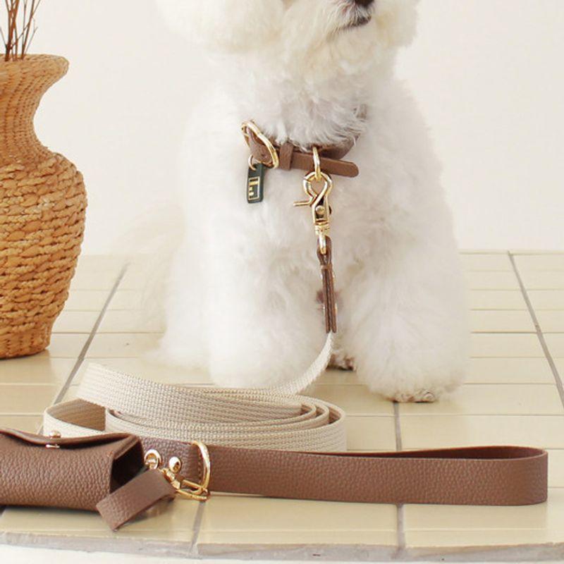 MAISON DE MIU Running Mate Leather&Webbing Lead_Brown/Ivory