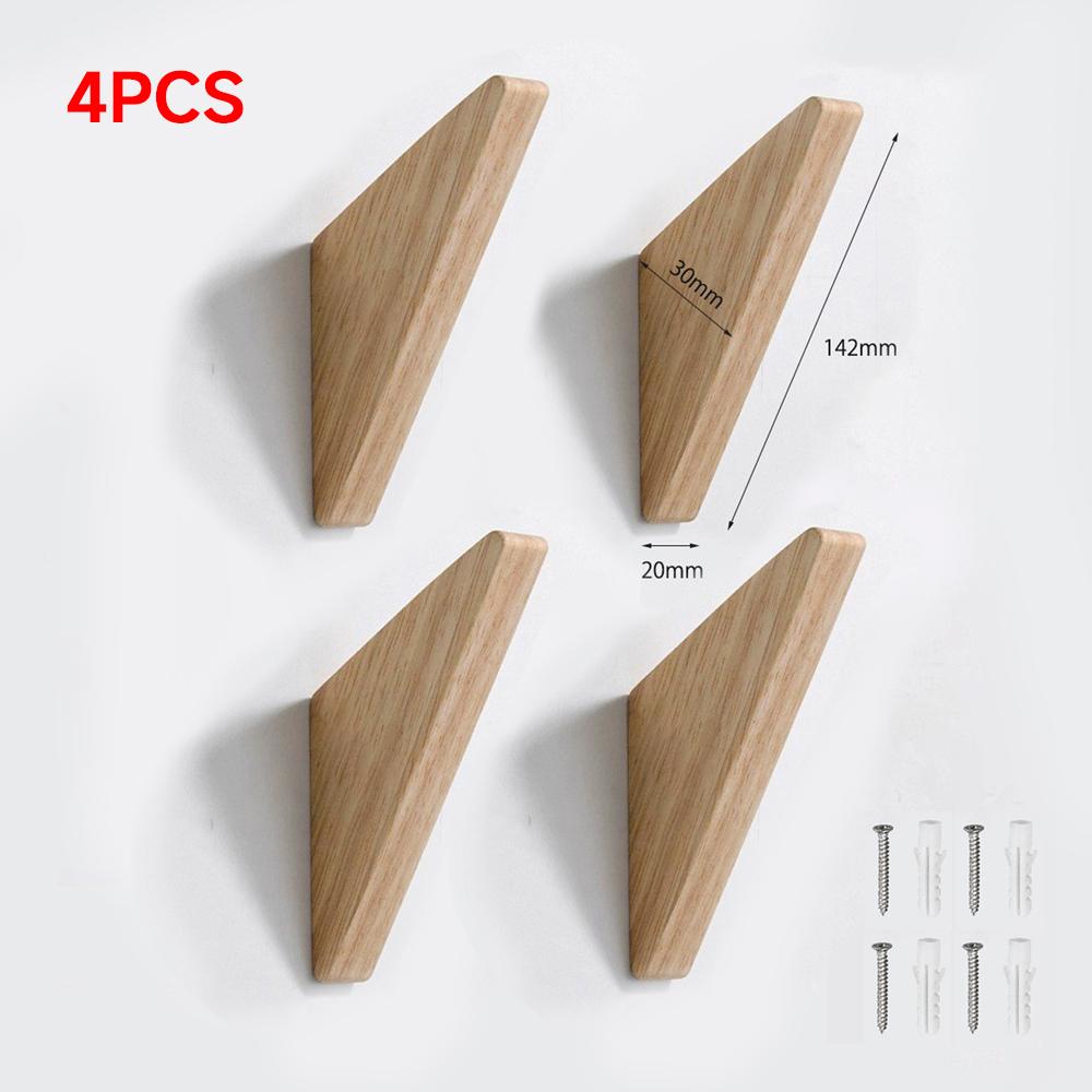 Triangle Wood Clothes Hanger Wall Mounted Coat Hook Decorative Key Holder Hat Scarf Handbag Storage Hanger Bathroom Rack