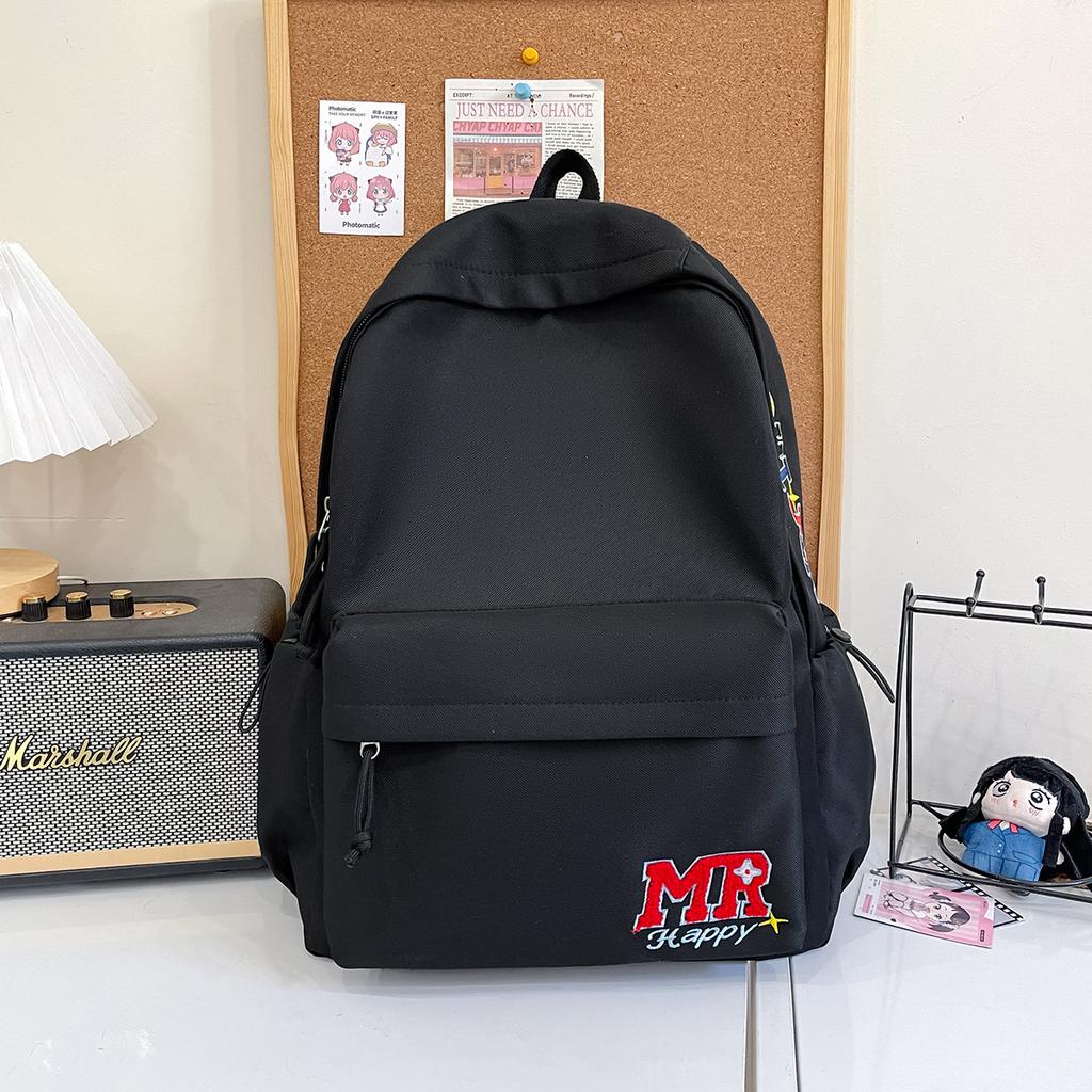 Schoolbag Simple letters Fresh large capacity backpack Lightweight versatile Junior high school students Campus students Commuter to class School bag